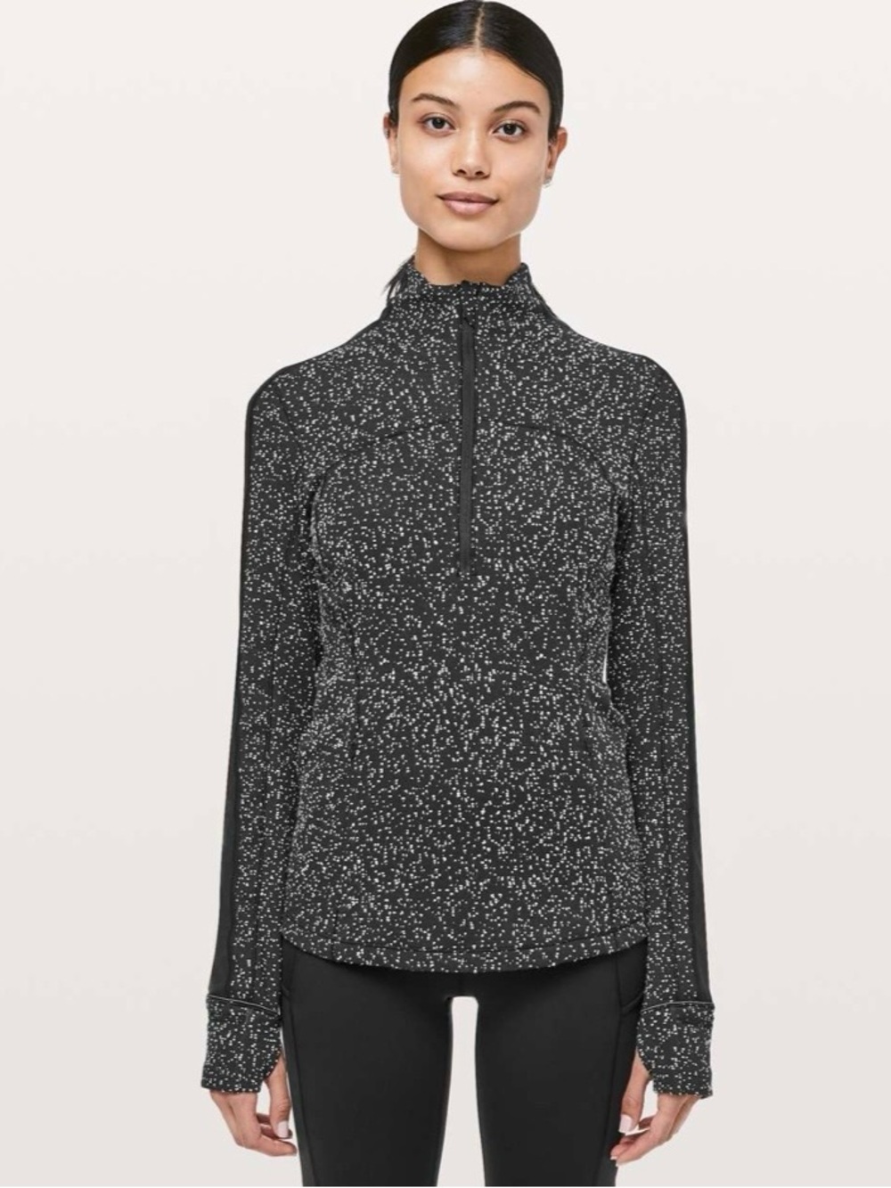 Lululemon Run Briskly 1/2 Zip Magnetized Jacquard Black White / Black